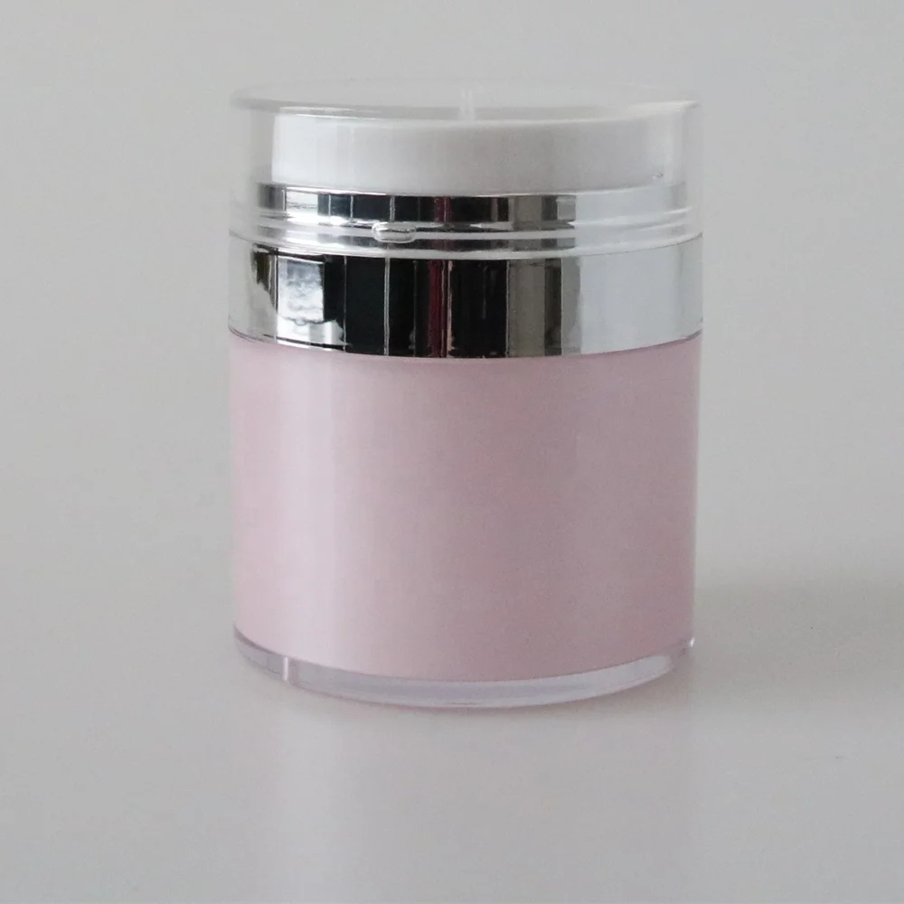 15g Round Pink Acrylic Plastic Airless Pump Cream Jar for Cosmetics Packaging Container