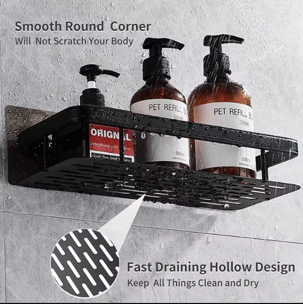 Luxury Home Kitchen Organized Adhesive Bathroom Wall Shelf steel storage racks for Bathroom ,Toilet Rack Storage