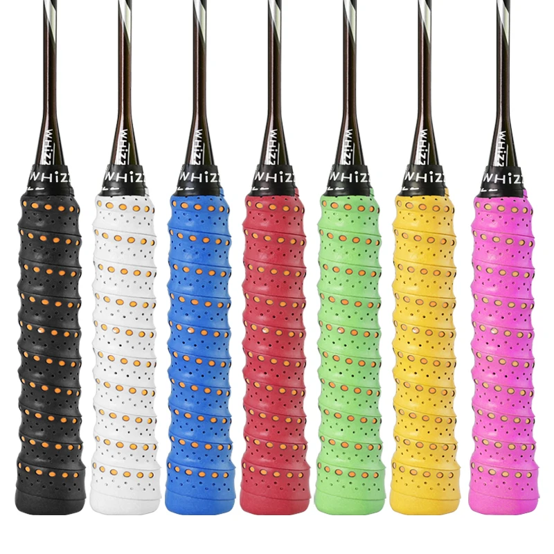 Wholesale custom high quality punching double color stitching tennis/badminton/squash racket PU/Polyester grip/overgrip