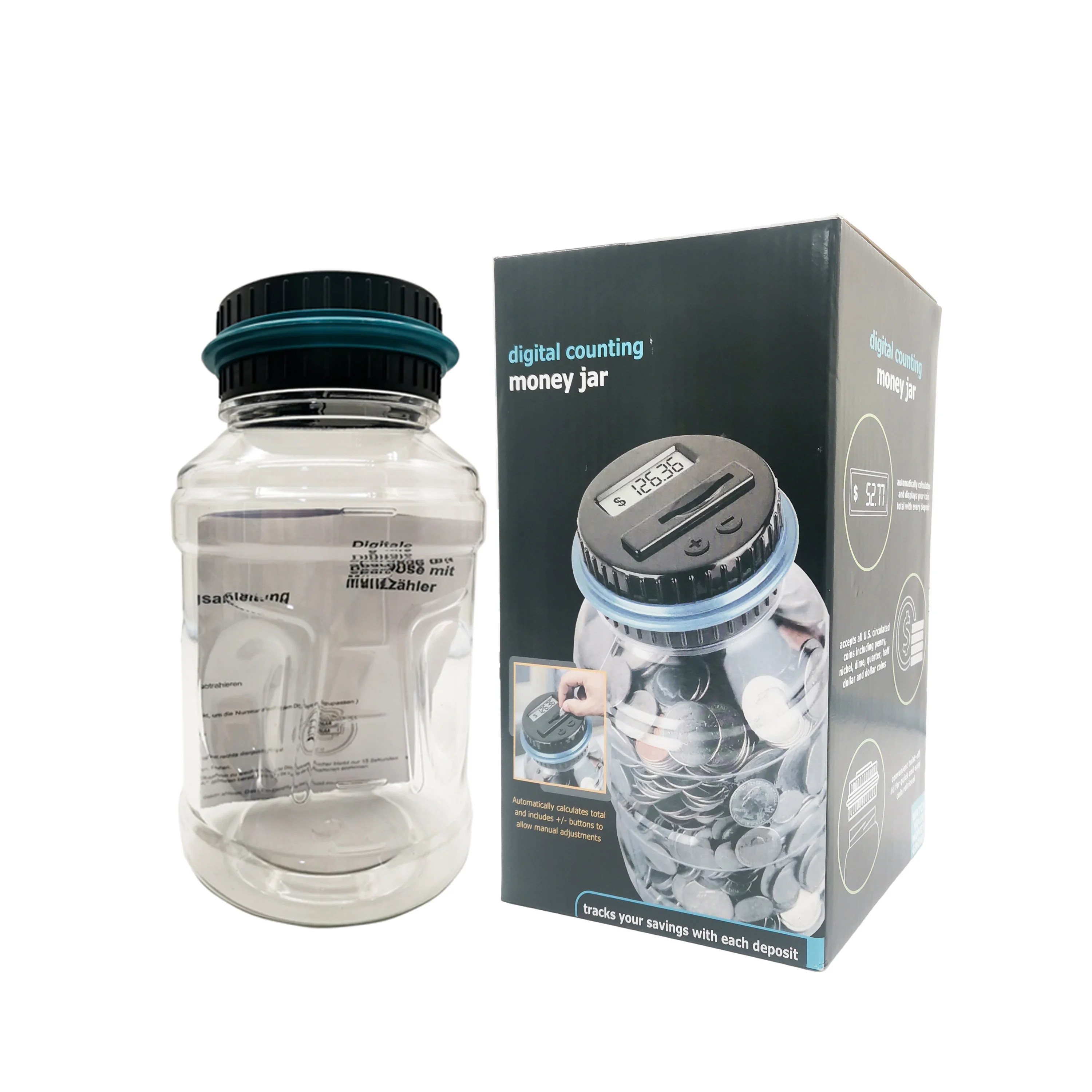 2022 Intelligent new  piggy bank counter coin electronic digital LCD money counter jar Transparent coin saving box