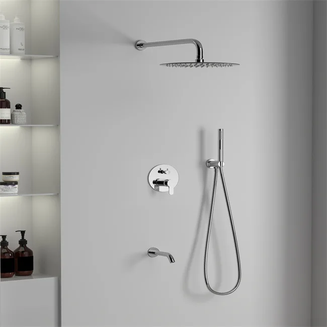 Hand Roof Water Electroplate Bathroom Stainless Steel Concealed Shower Set Shower Faucets Round In-Wall Mounted Shower Sprayer