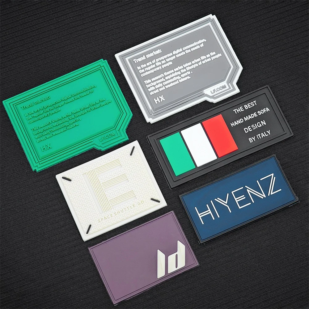 Designer 3d raised Effect printing pvc clothes Soft logos clothing silicone custom rubber patch for clothing clothes custom