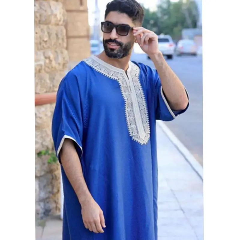 Custom deposit new design Men clothing new style dubai Muslim plus size Islamic clothing shirt dress Morocco thobes for men