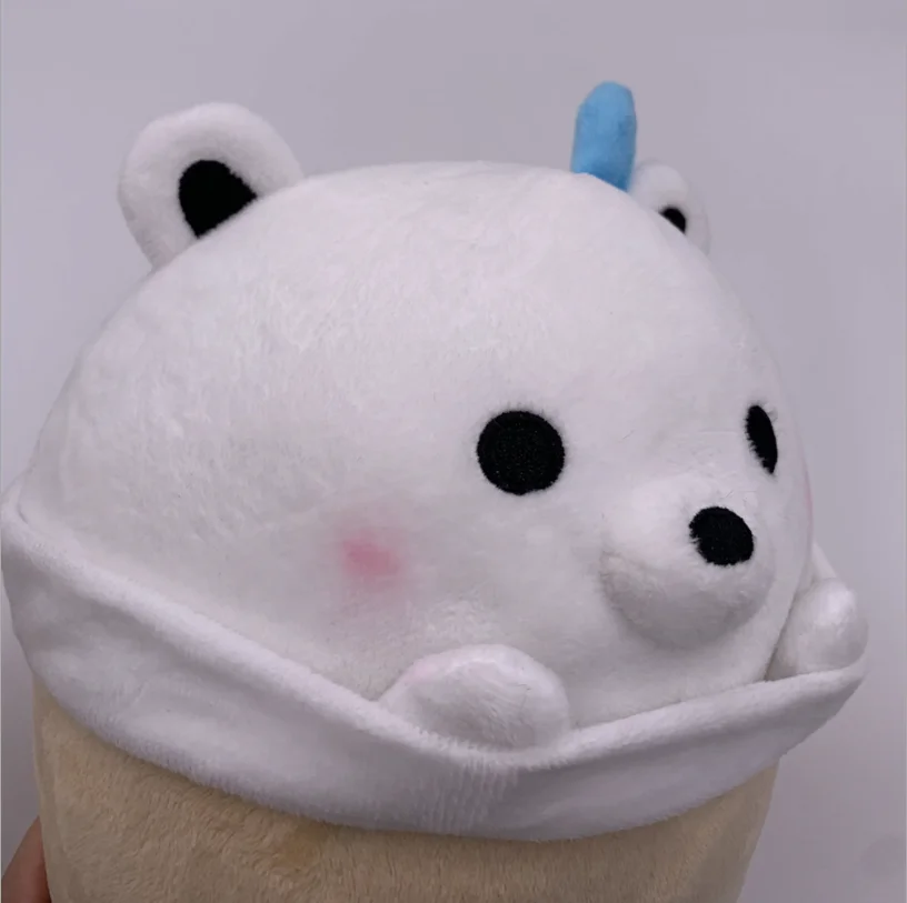 New Custom Polar Bear plush stuffed & toy animal Boba Plushie 20 CM Ice Bubble Milk Tea Soft Plush