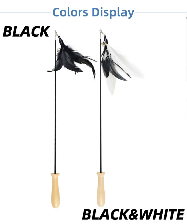Adorable Cat Interactive Toys Feather Linen Wooden Wand Cat Catcher Teaser Stick