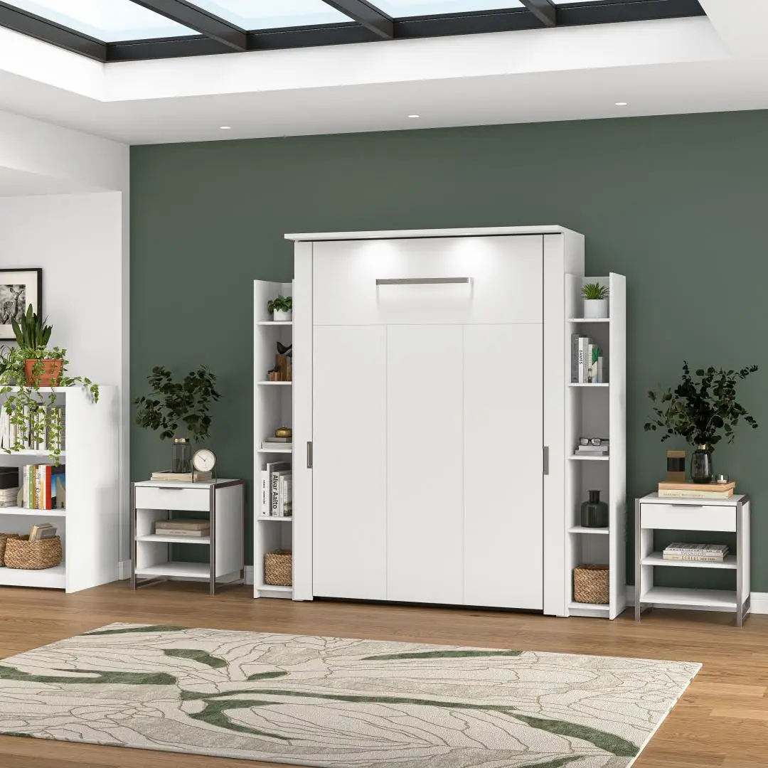 Direct factory new design vertical wall bed with Wardrobe custom size hidden automatic retractable murphy bed with desk