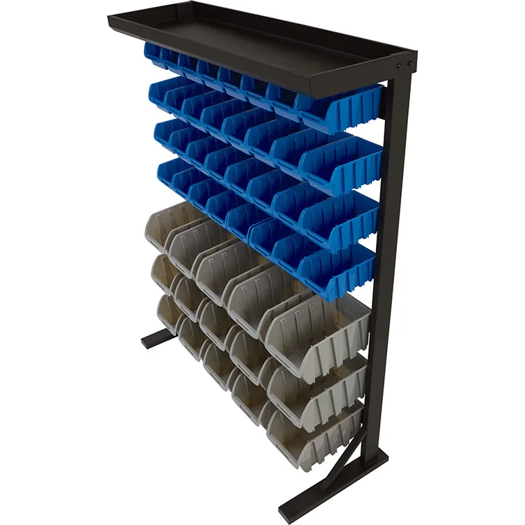 JH-Mech Powder-Coated Steel Single Side Bulk Storage Rack Unit With 47 Assorted Bins Rack Storage Steel Wire Shelving System