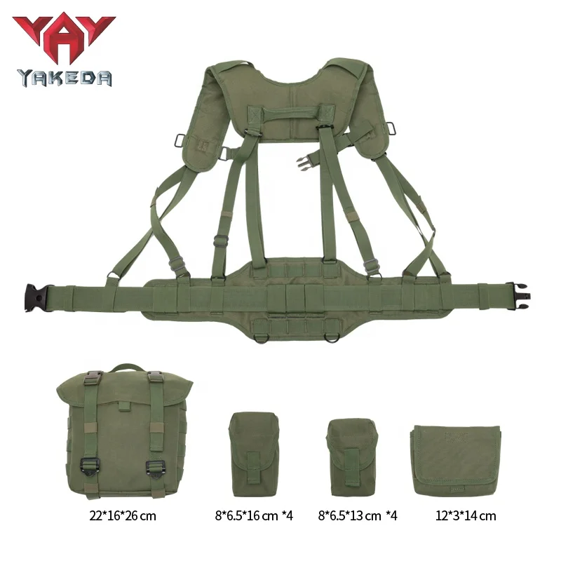 Preorder Yakeda OD Green Combo Patrol Belt Load Bearing Battle Belt With Harness and Pack Tactical Equipment