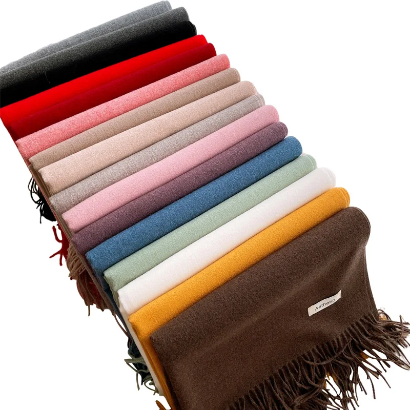 2021 INS Newest Winter Wholesale Pashmina Cute Scarf Shawl Ladies Tassels Trendy Warm Plain Scarf
