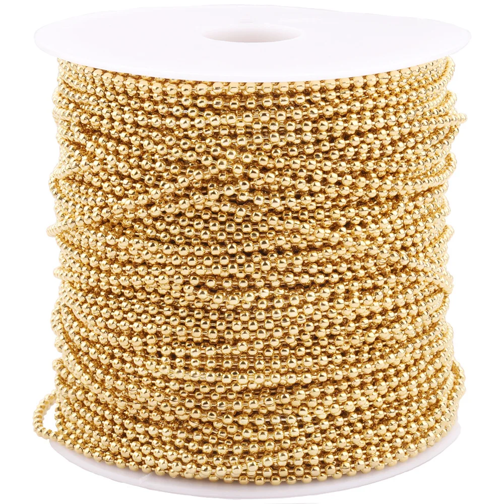 Factory wholesale PVD Gold stainless steel bead chain waterproof diy Ornament ball chain for jewelry producing