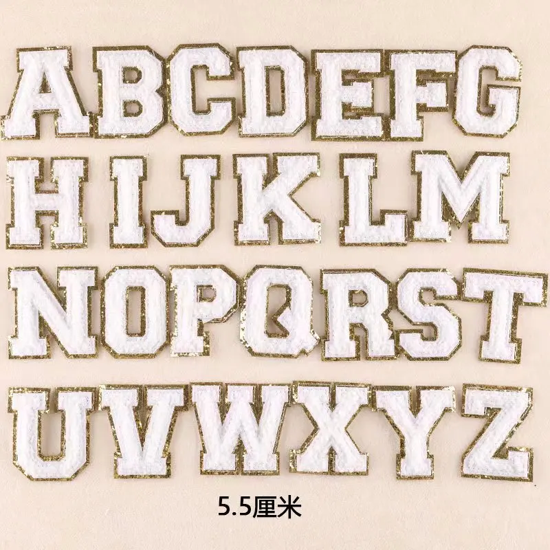 Color Chenille Patches on Makeup Bag Rainbow Letter DIY Iron Stockpatch Embroidery Fabric Alphabet Patch Lettering