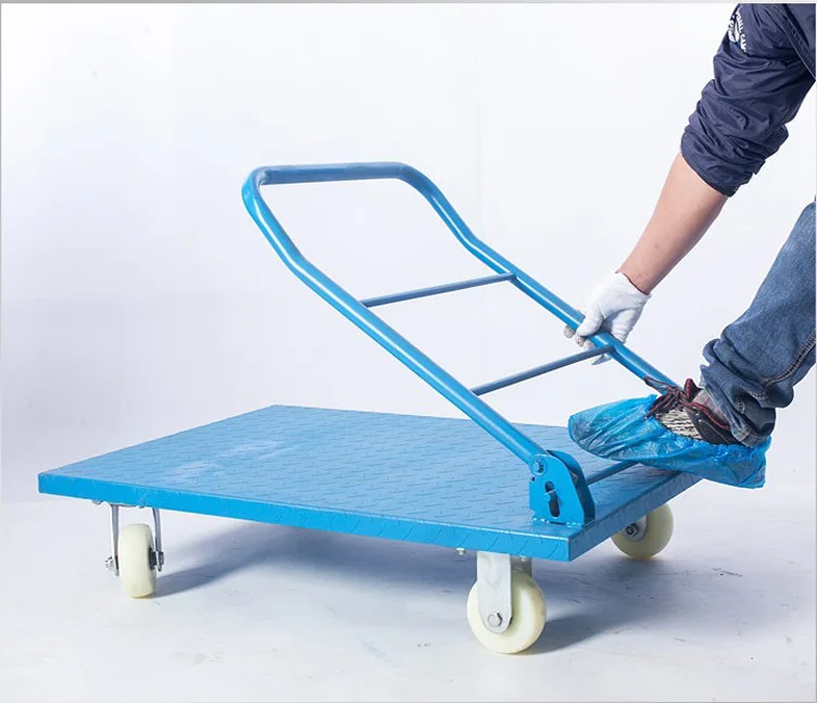 Foldable goods transport handle trolley