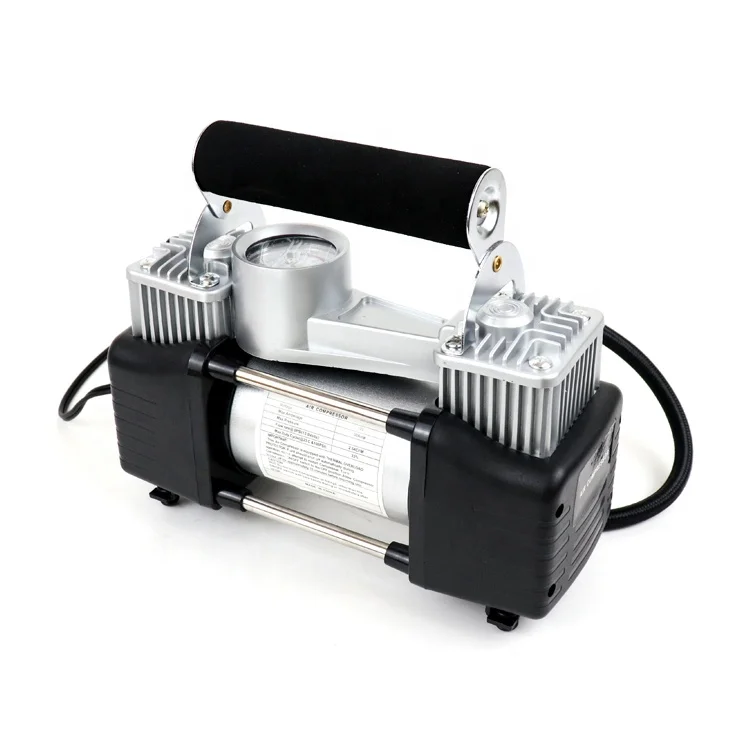Air Compressor Tire Inflator Portable Double Cylinder Tire Inflator Tire Pump with Air Gauge for Car Bicycle Balls 12V dc