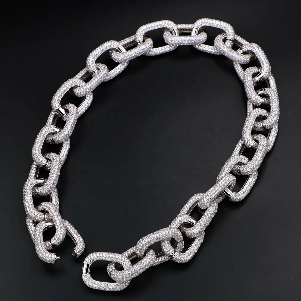 Heavy Duty Iced Out Cuban Link Chain Full Diamond Link Bracelet Chain Necklace 2 in 1