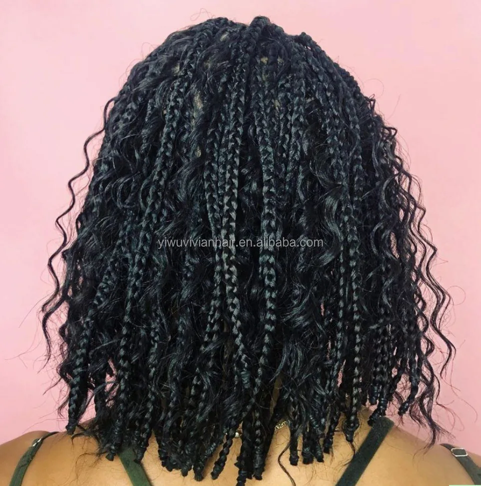 Wholesale Synthetic hair Black 14 16 18Inch Middle part  jumbo box braided mix wigs for black women