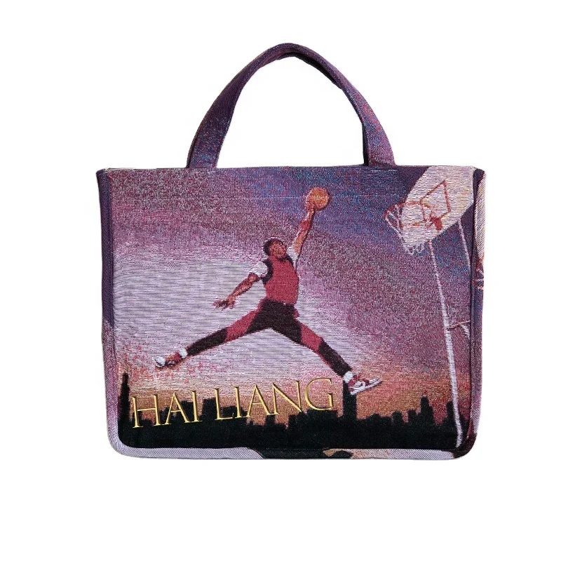 Custom Tapestry tote bag wholesale new design woven tapestri bags blanket fabric shopping bag for women