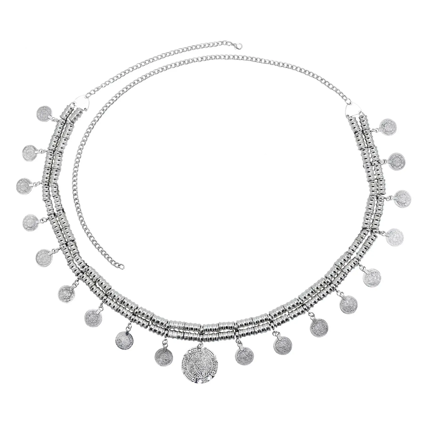 
Coin Abdominal Body Waist Chain Chain Belt Carving Gypsy Style Restoring Ancient Ways Alloy Xingwei CN;ZHE Ladies Silver 127.9 