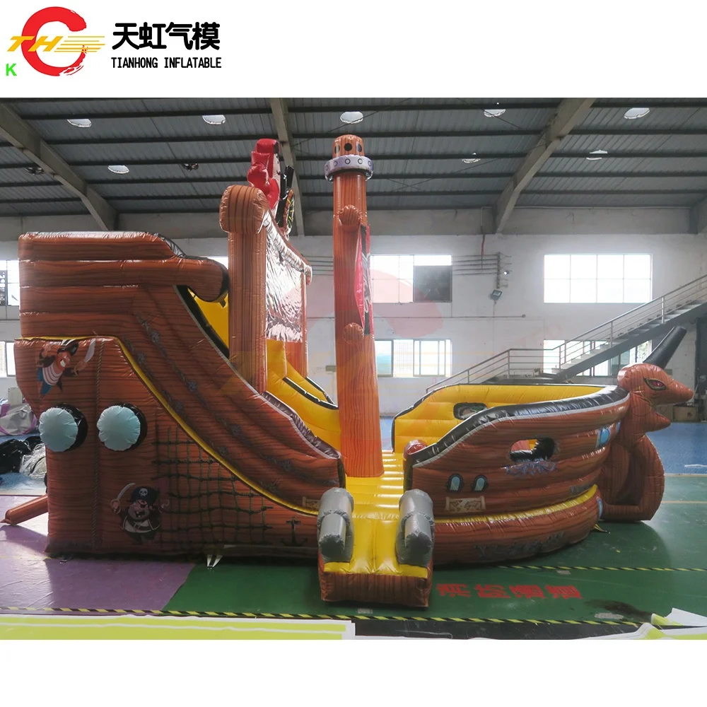 Free Door Shipping 7x4x5mH inflatable pirate ship slide pirate boat bouncer slide for jump and climb