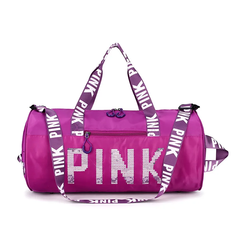 HZAILU custom luxury pink waterproof polyester women weekender Overnight gym Fitness duffle sport travel bag
