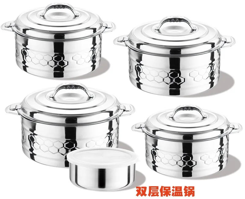 
Double Layer Heat Preservation Pot Good Price Portable Stainless Steel Soup & Stock Pots All-season Keep Warm Not Support 