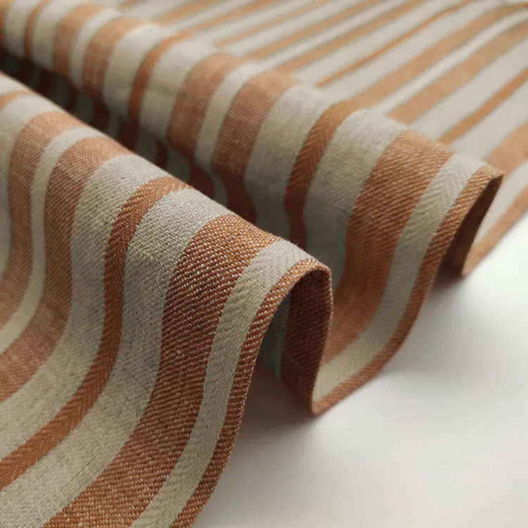 Wholesale spring summer colorful garment shirt fabrics stripe blend linen/cotton designer cotton linen dress fabric by the meter