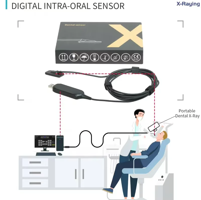 Медицинское оборудование X Raying стоматологический датчик/интраоральный цифровой датчик RVG система визуализации visiography
