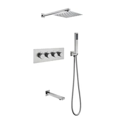 304 Stainless steel  Hot And Cold Waterfall In Wall Mounted Concealed Rain Shower Set  intelligent constant temperature