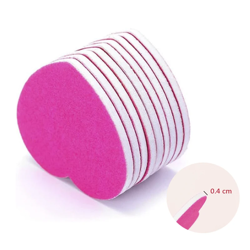 Factory Price Nail File Custom Logo Sanding Paper Pink Nail Files 100/180 Durable-Side Heart Nail File