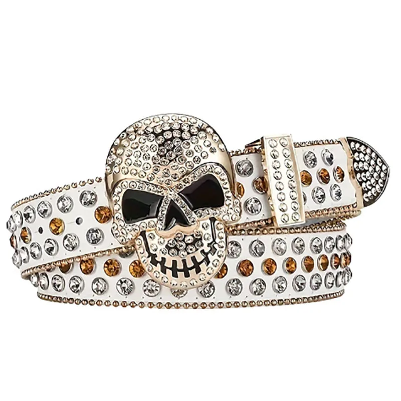 Factory Sale Hot Seller large rhinestone buckle belt Top quality belts for women Gothic Willow Nail retro Belt