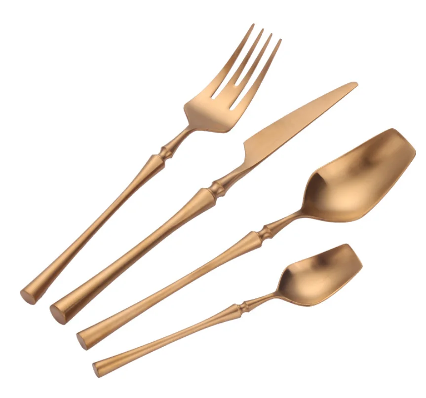 Premium 4 Piece Flatware Set Stainless Steel Matte Cutlery Include Dinner Spoon Fork Knife Tea Spoon for Sale