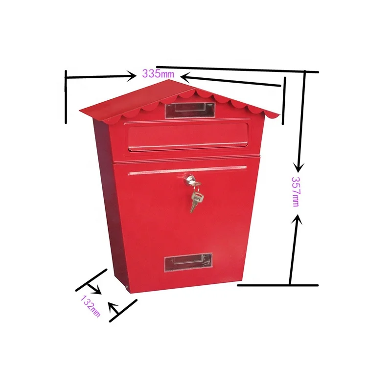 Outdoor Newspaper Holder Black Post Box Iron Letter Box MailBox