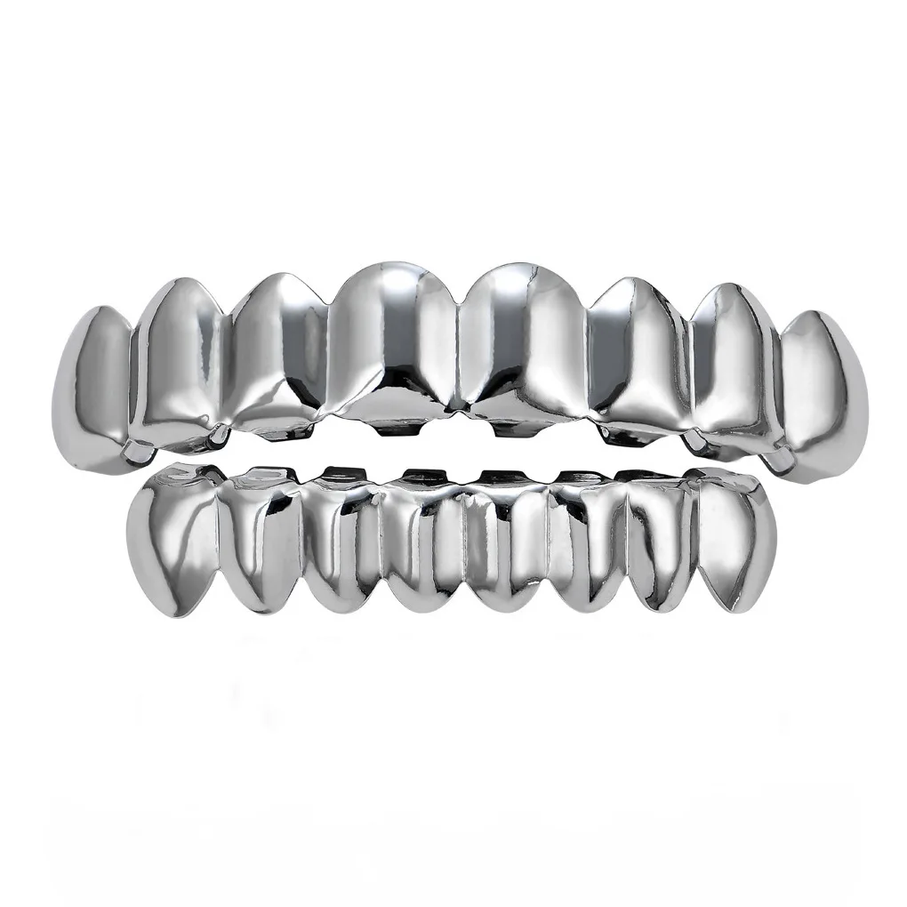 Hiphop 18K Gold Dental Grillz Fashion Light-Up Body Jewelry with Punk Trendy smooth surface Gold&Silver brass Copper Wholesale