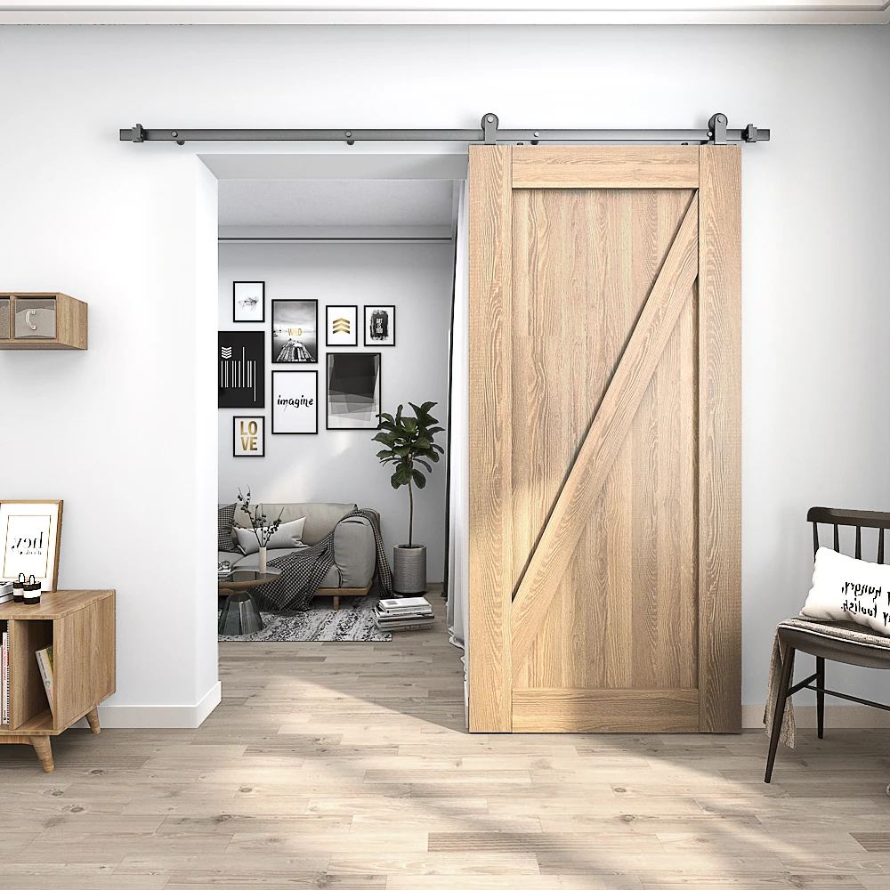 Wholesale Customization 5-16ft  Top Mount Barn Door Hardware Black Carbon Steel Sliding Barn Door Hardware Kits With Bedroom