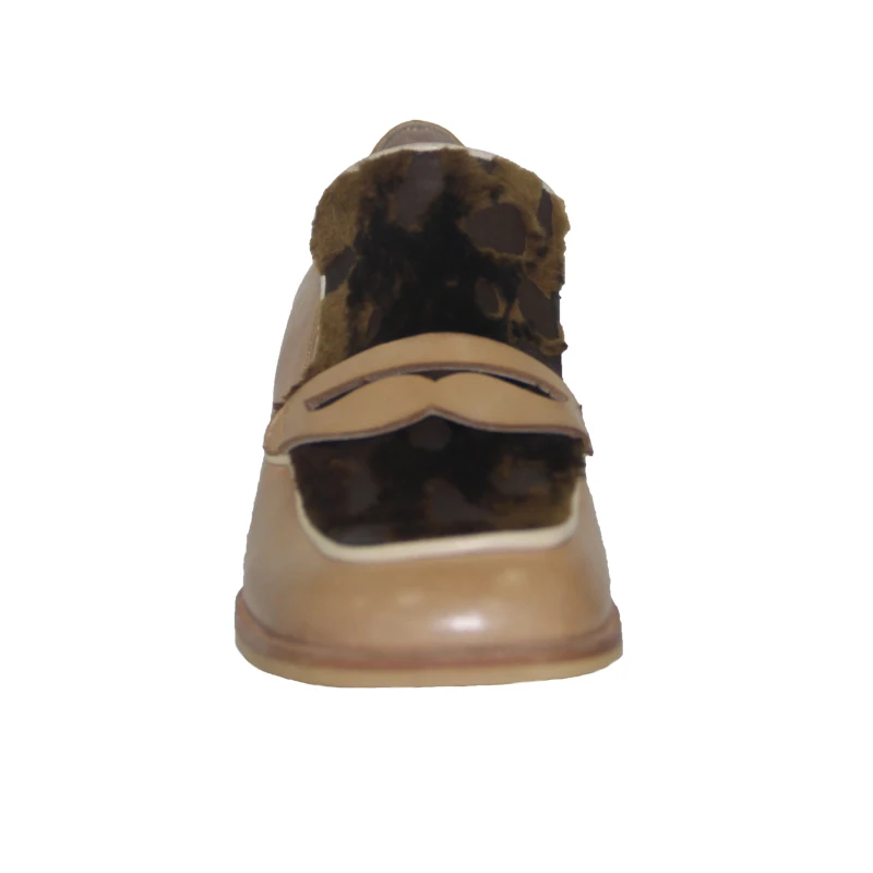 
China Manufacturer Handmade classical high quality leather and real fur women casual shoes 