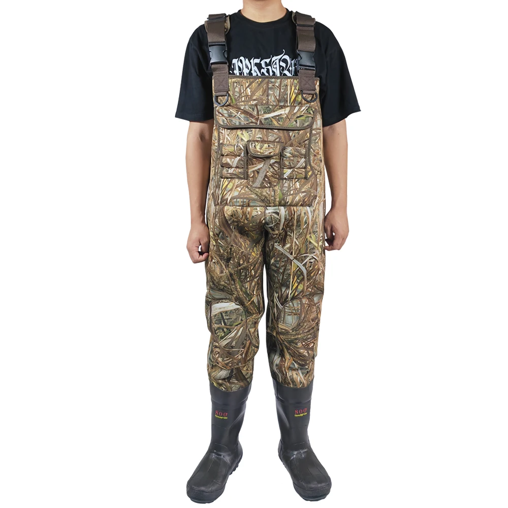 custom 4.5mm CAMO waterproof durable unisex hunting suit  insulate boots shell holders neoprene fishing wader