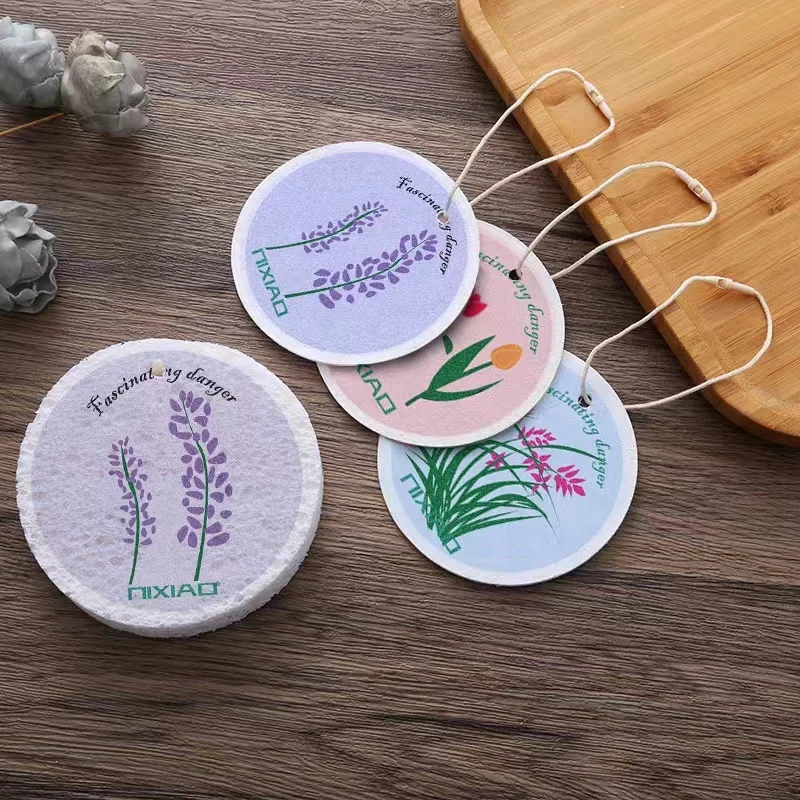 Circular cartoon flowers, wood pulp, cotton sponge, compressed and non greasy brush pot, kitchen rag, dishwashing