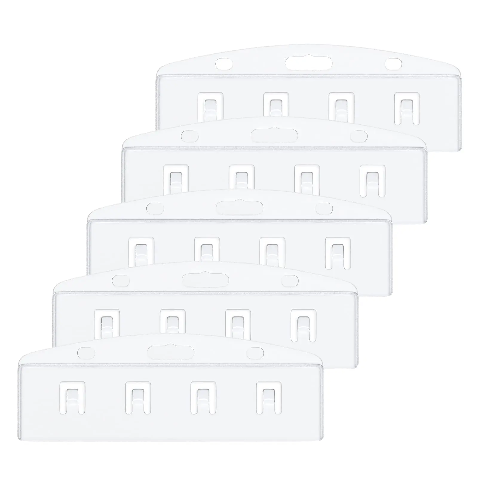 Horizontal Half Card Badge Holder Hard Transparent Protector Sleeve Frosted Pouch Gripper for POS Magnetic Swipe Credit Cards