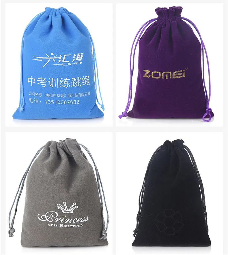 8X10cm Wholesale Jewellery Gift Packaging Red Black Velvet Drawstring Bag Small Custom Velvet Jewelry Pouch with String