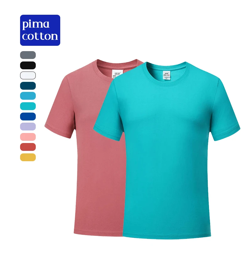 210 г Пима хлопковая футболка высокого качества унисекс футболка с индивидуальным принтом логотипа Мужская простая футболка с коротким рукавом хлопковые футболки