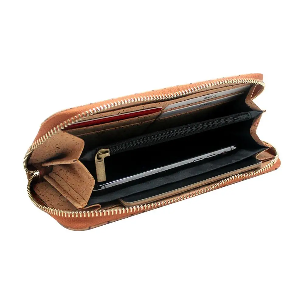 BoshihoAliexpress Eco Friendly Cork Vegan vertical grain Purse Handbags Women Cell Phone ladies Clutch Bags wallet
