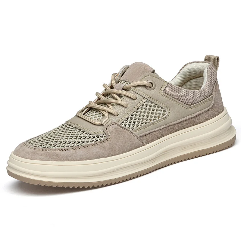 2022 custom shoes Fashion men mesh breathable genuine leather casual custom sneaker