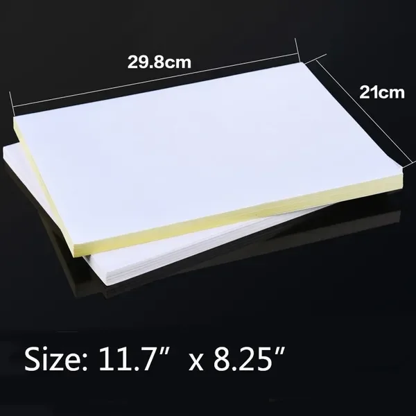 100 x 1 Sheet A4 White Ultra Glossy Self-Adhesive Sticker Labels Laser inkjet Print Paper gloss 210mmx297mm sticker 50gsm
