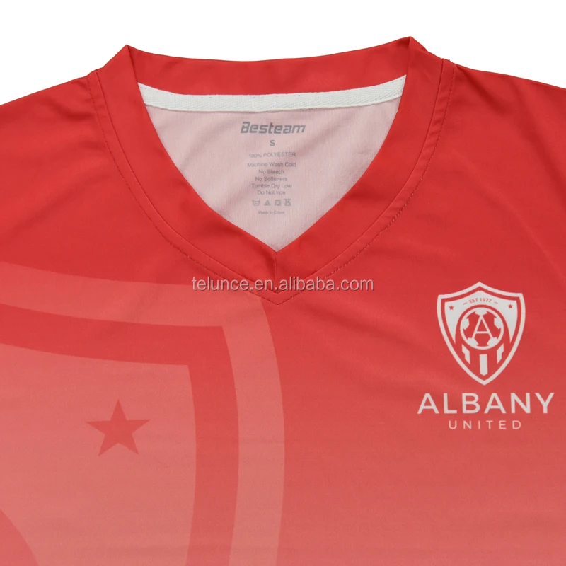 PURE China Factory Red Custom Wholesale Cheapest Plain Breathable Sublimation Soccer Football Jersey