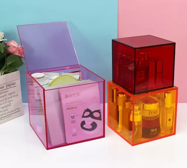 Colorful Translucent Acrylic Plastic Cosmetic Display Box Storage Box Cosmetics Suitable for Bathroom Dressing Table Storage Box