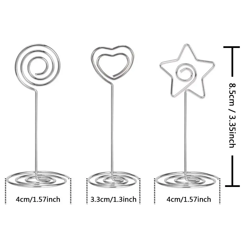 Wholesale Wedding Favors Place Card Holder Round Heart Star Shape Number Stand Table Photo Memo Number Alloy Name Clips
