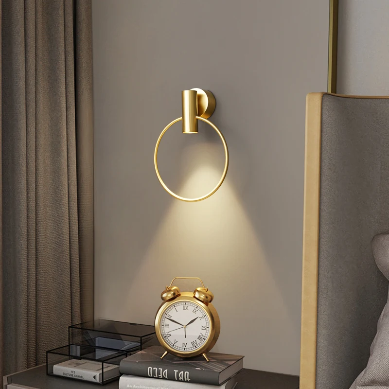 B3539 top quality fashion fancy copper led wall lamp indoor for bedroom living modern home decoration wall light
