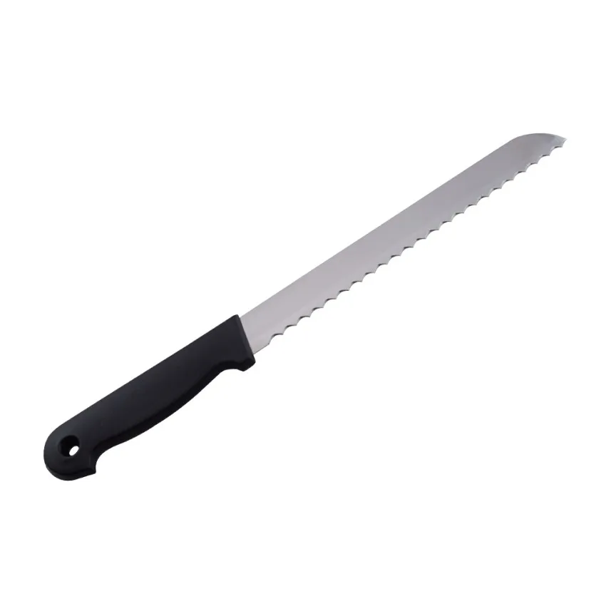 8 Inch Black PP Handle Serrated Blade Bread Knife Cake Server Knife