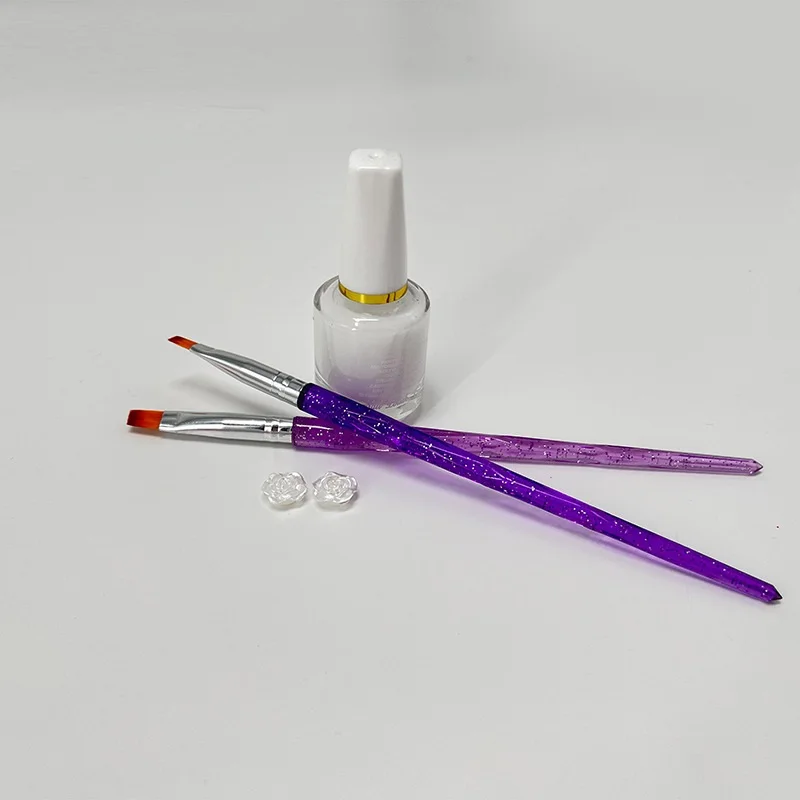 5PCS Professional Nylon Hair Nail Art Design Brush Set with Acrylic Colorful Glitter Penholder