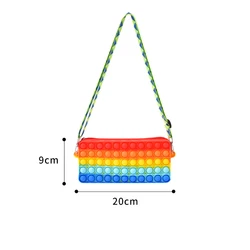 Amazon Hottest POPit Rainbow Push Bubble pencil case Anti Stress Sensory Silicone Fidget Shoulder Bag