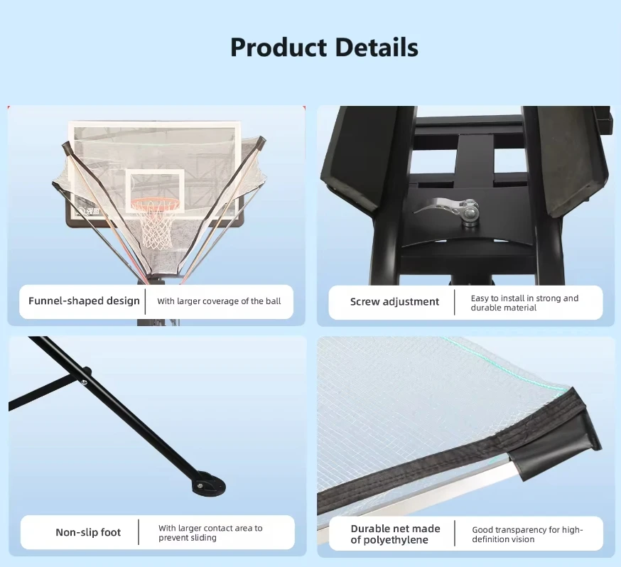 High Quality 180 Degree Basketball Shot Rebounder Adjustable Height Basketball Returns Nets Rebound Shot Trainer Sport Equipment
